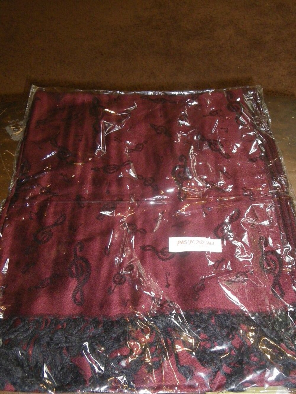 Women’s 100% Pashmina Large Scarf Wrap w/ Musical Notes Pattern